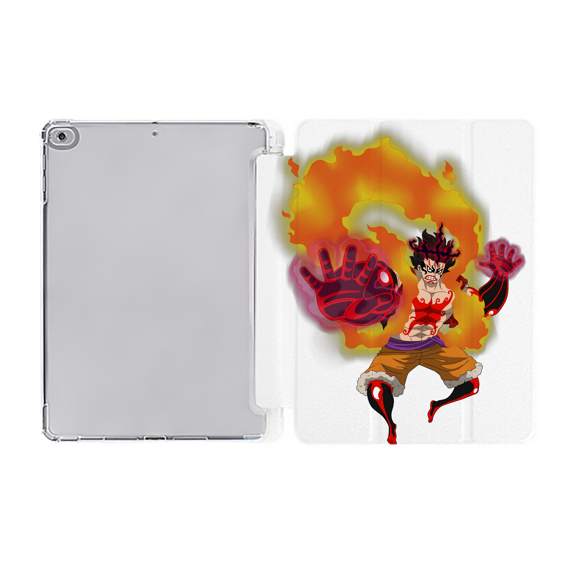 （画像用） ワンピース モンキー・D・ルフィ ONE PIECE Monkey D. Luffy IPad ケース ペン収納付き 三つ折りスタンド PUレザー×シリコン 対応機種9.5/10.5/10.9インチ